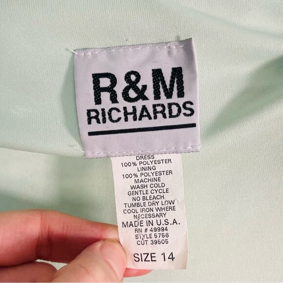 Vintage 90s R&M Richards Pastel Green Blue Floral Sleeveless Asymmetrical Maxi - Picture 7 of 7